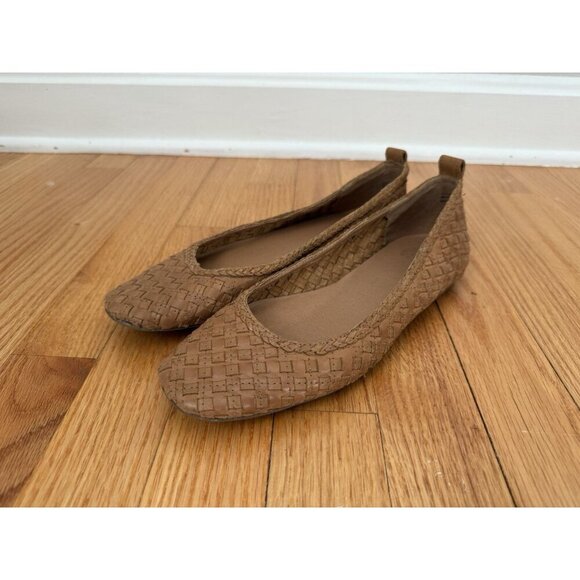 Brown Genuine Leather Woven Ballet Flats Shoes Boho Women’s Sz 8 Neutral Fairy - Picture 3 of 8